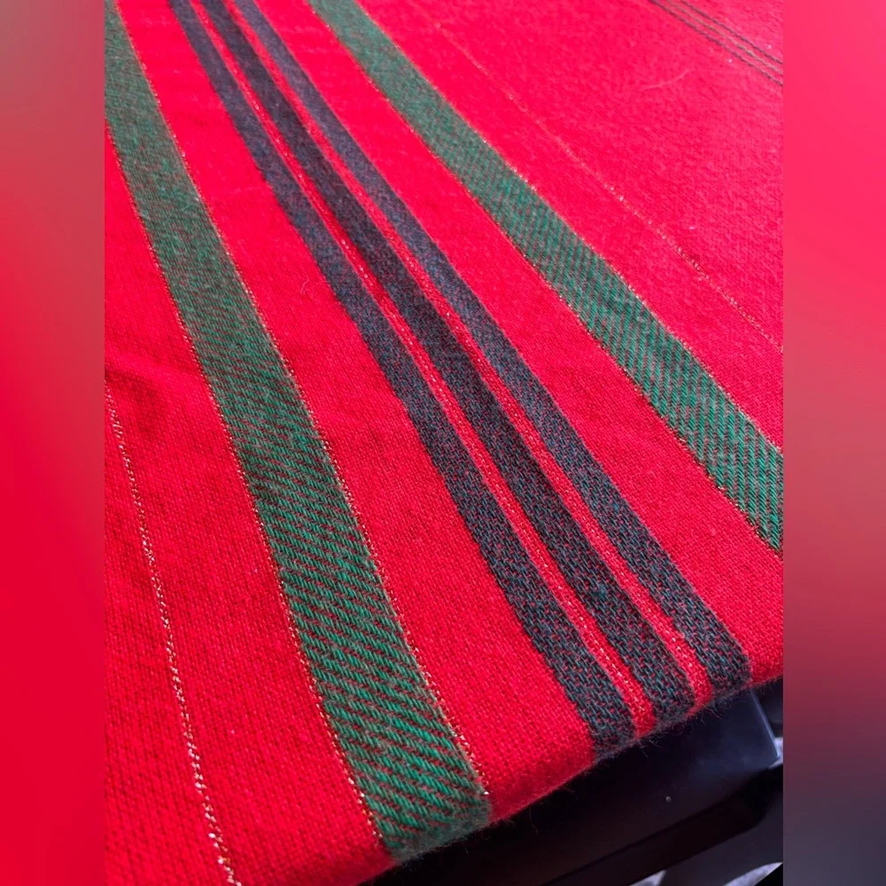 Leacock Holiday Christmas Red Striped Tablecloth & 6 Napkins 60 x 82 Vintage